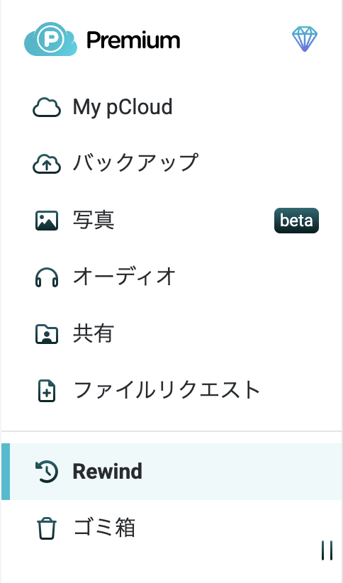 左メニューに配置されている「Rewind」ボタン