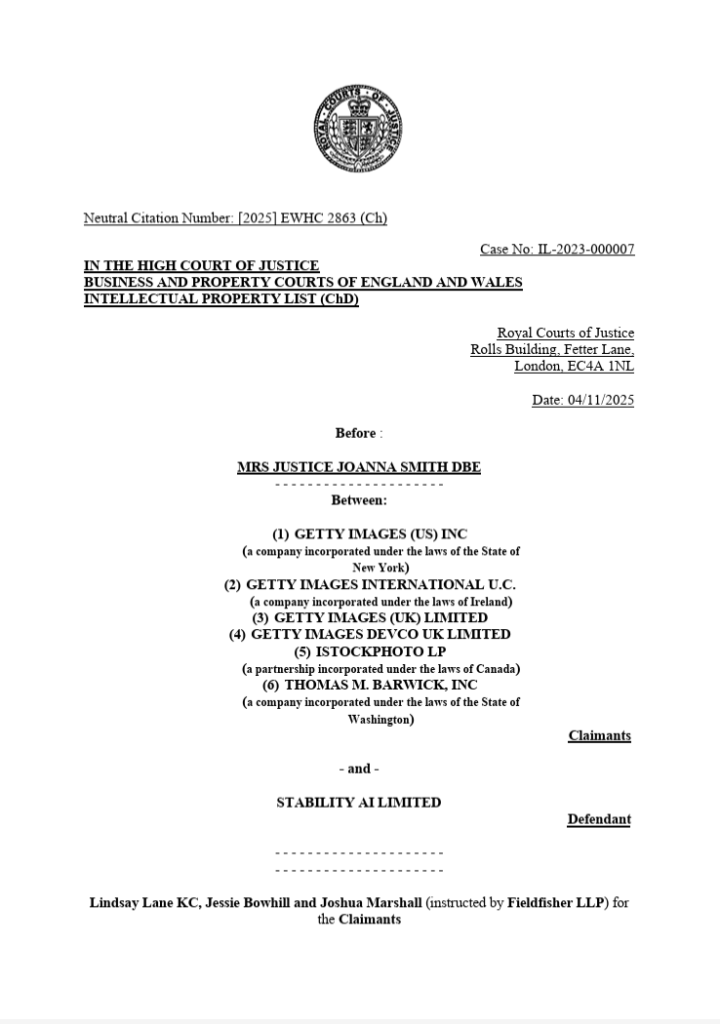 Getty Images 対 Stability AI