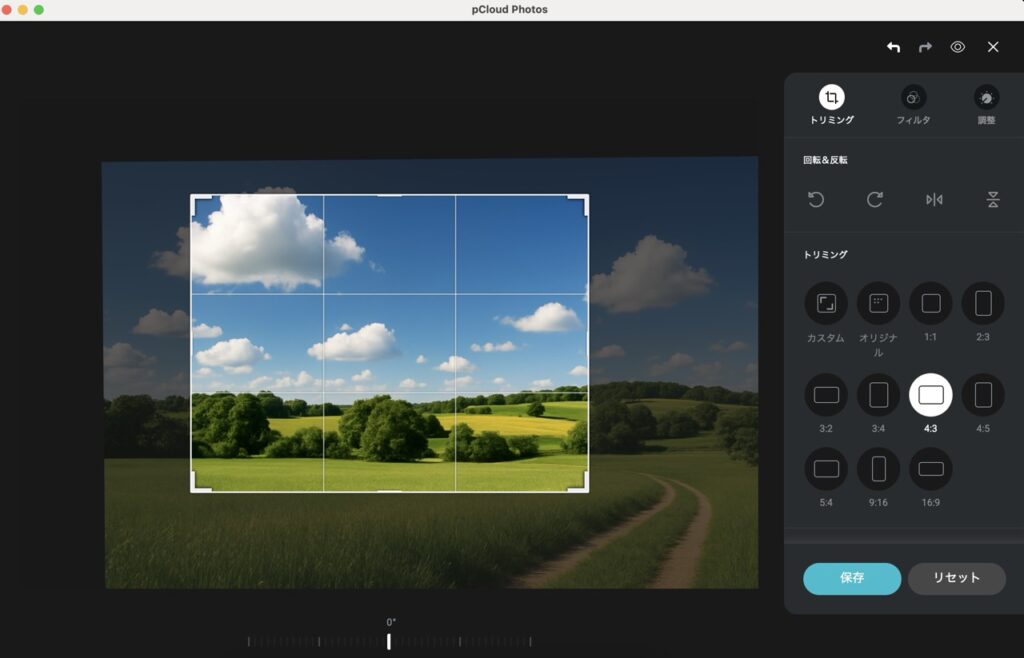 ④編集メニューから選択して編集を実行