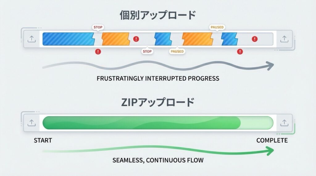 ファイルアップロード時の体感の違い