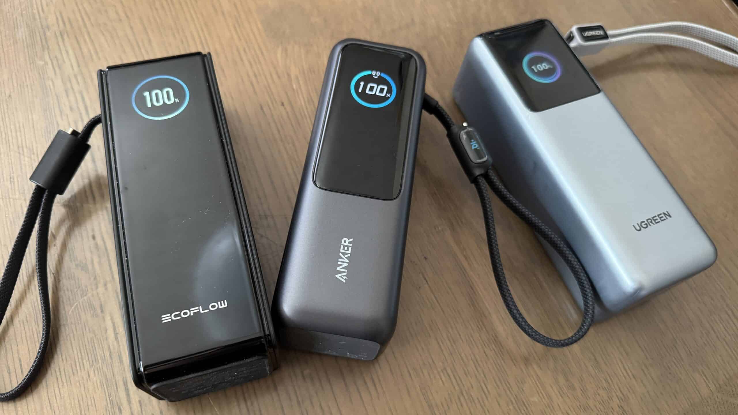 【徹底比較】25000mAh×超高出力モバイルバッテリー最強決定戦!Anker vs UGREEN vs EcoFlow|巻取り式ケーブル・200W/170W/165Wハイパワー・TFTモニター搭載機を3台同時所有してわかった開発・出張環境のリアル